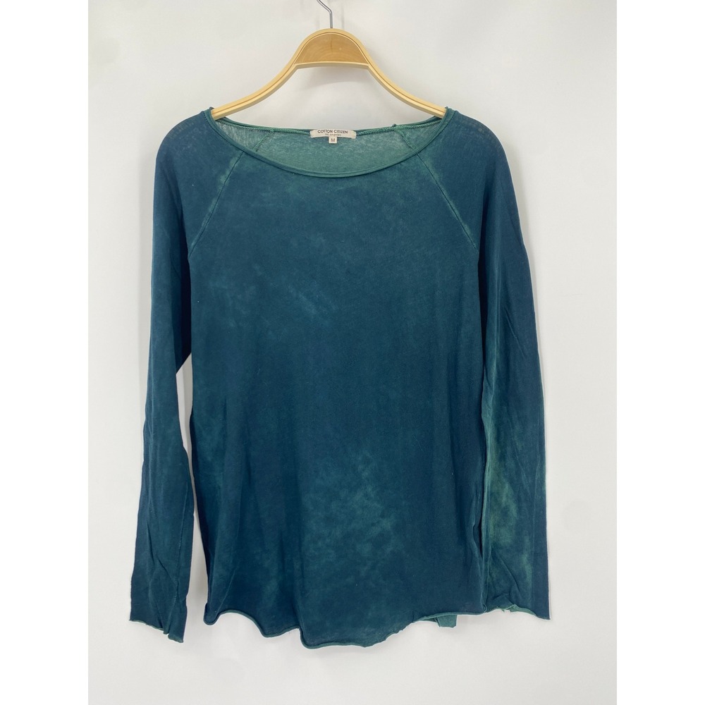 Cotton Citizen Long Sleeve Top Women M Green Tie Dye Raglan Supima Cotton